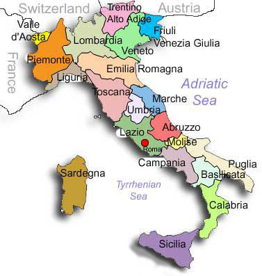 provincie kaart Italië